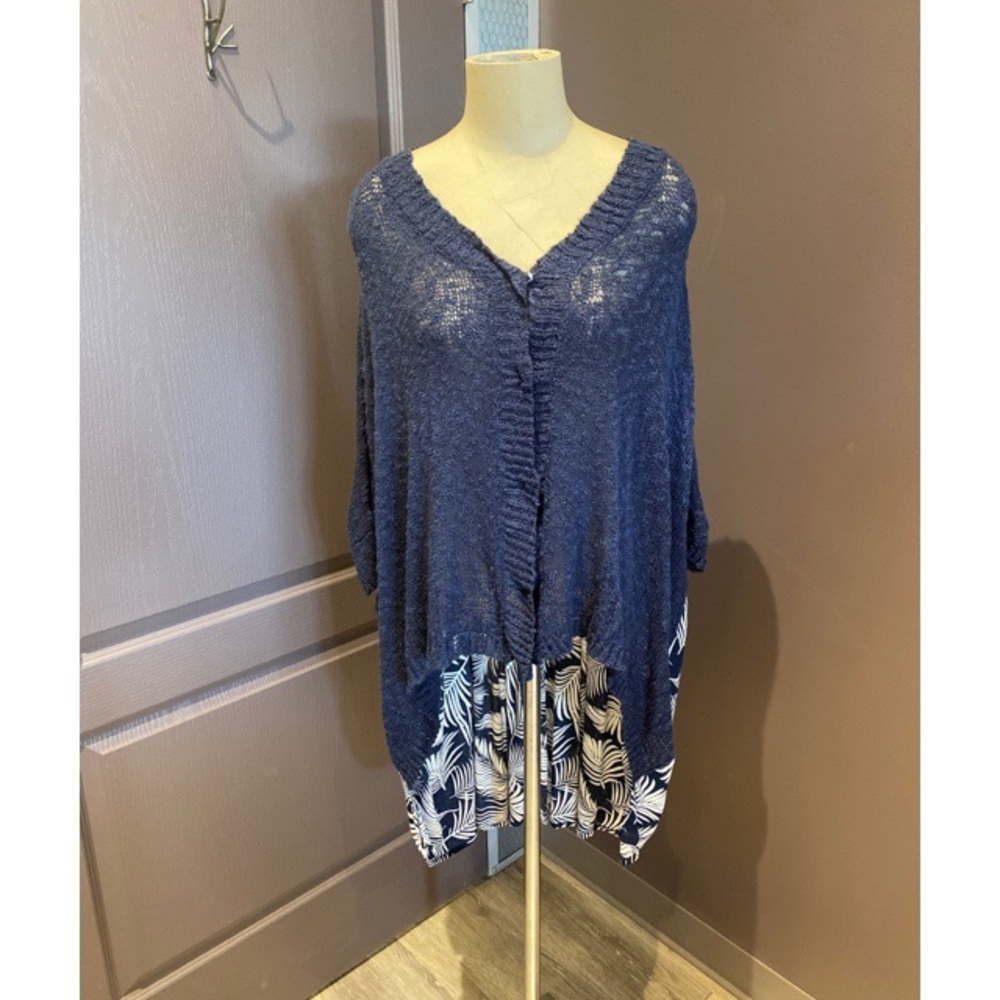 Luxury button down cardigan with mixed media